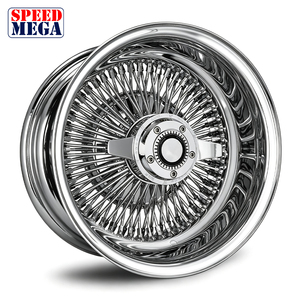 Rines personalizados de 15x8 cromados de 100 radios con diseño recto y cableado inverso, tipo Knock Off, para autos Lowrider, rines forjados premium. - Product Image 1