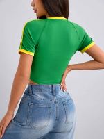 Vente en gros de crop tops pour femmes personnalisés, style brésilien, couleur unie, pour l'été, décontractés et élégants, à manches courtes, col rond, boutonnés, coupe ajustée, 100% coton