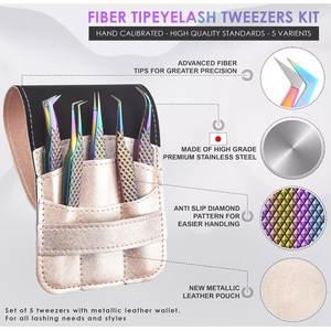 Pinzas de pestañas de extensión de volumen de logotipo personalizado de etiqueta privada de acero inoxidable de belleza, pinzas de pestañas hechas a medida al por mayor - Product Image 2