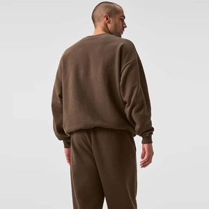 <b>Mens</b> <b>Brown</b> Fleece Crewneck Sweatshirt Long Sleeve Jogger Pants Tracksuit Set 100% Cotton Autumn Winter Casual Cozy Loungewear - Product Image 2