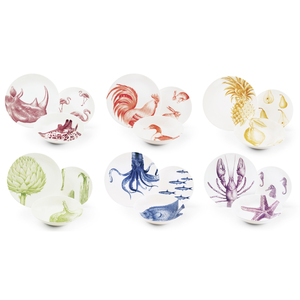 Set di stoviglie in ceramica rotonda di design italiano esclusivo, 18 pezzi, con stampa a colori di animali naturali, lavabile in lavastoviglie. - Product Image 1