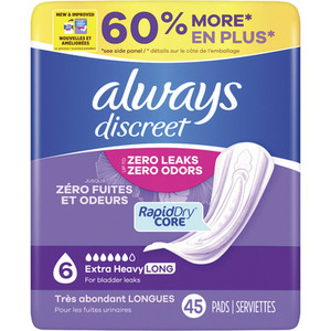 Always 153 Serviettes Discreet Plus pour fuites urinaires modérées, 153 serviettes - Product Image 5