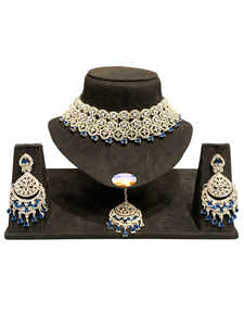 Ensemble de bijoux de mode élégants-Boucles d'oreilles collier ras du cou pour anniversaire de mariage et événements traditionnels pour les cadeaux - Product Image 2