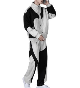 Ensemble de jogging de football ample pour homme, taille plus, imprimé personnalisé, patchwork, 2 pièces, respirant, coupe-vent en nylon surdimensionné - Product Image 2