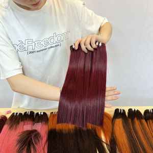 Paquetes de cabello humano de color burdeos Venta al por mayor Paquetes de cabello liso alineados con cutícula virgen Paquetes de cabello humano rojo 99J de color - Product Image 1