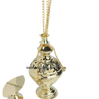 Ensemble de brûleur d'encens suspendu en laiton de qualité supérieure, de classe supérieure, avec cuillère, compatible avec l'encens indien pour l'aromathérapie spirituelle à domicile