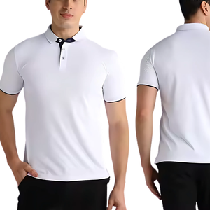 เสื้อโปโลผู้ชาย ผ้าถักลายเรียบ สวมใส่สบายและมีสไตล์ ระบายอากาศได้ดี เหมาะสำหรับใส่ในชีวิตประจำวัน - Product Image 1
