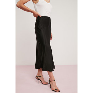 Jupe mi-longue élastiquée en tissu satiné de viscose à filament léger et fluide pour femme ETHIQUET Rosanne - Product Image 2
