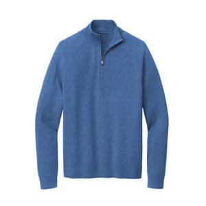 Men's 100% Cotton Quarter-Zip Sweater with Soft Rib <b>Mock</b> <b>Neck</b> Cotton Stretch 1/4-Zip Sweater - Product Image 4