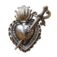 Corazón sagrado de Metal dorado, Milagros colgantes, corazón sagrado para iglesia, hogar, pared, regalo católico decorativo y decoración