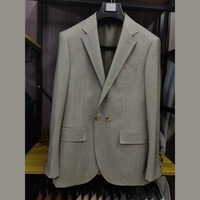 Jas Pria Abu-abu Taupe Herringbone Single Breasted Kancing Rantai Kerah Notch Saku Lipat Jas Bisnis untuk Pria Custom MTM