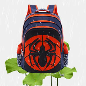 Spiderman Fashionable Anti-Theft <b>Waterproof</b> <b>Backpack</b> for Boys Geometric Pattern Zipper Closure Mesh Polyester Lining Material - Product Image 3