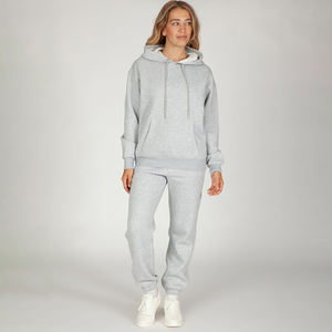 Women's Tracksuit In Classic <b>Grey</b> Pullover Hoodie Regular Fit Joggers Running Sweat Suits - Product Image 1