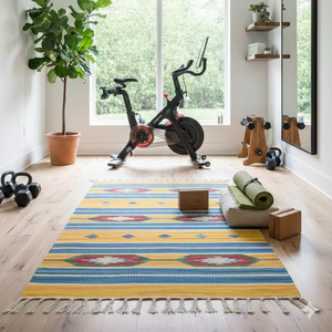 Customizable Handmade Woven Modern Plush Floral Cotton <b>Rug</b>-Machine Washable Reversible Backing for Home <b>Picnic</b> Commercial Use - Product Image 1