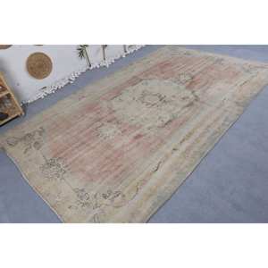 พรมแนววินเทจสไตล์ตุรกีสีเบจสีส้ม6.6 x วัสดุขนสัตว์10.3ft ยางเย็บปะติดปะต่อกันแบบแอบสแตรกสี่เหลี่ยมผืนผ้าสำหรับห้องนั่งเล่นห้องโถง - Product Image 2