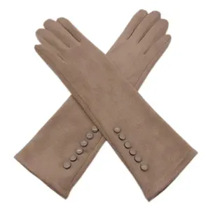Gants de mariée longs en satin et dentelle perlée de 35 cm, en daim tendance avec écran tactile, longueur bras, pour mariages - Product Image 3