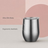 Gobelet isotherme minimaliste en acier inoxydable de 12 oz en forme de U - Tasse élégante et fine - Mug ergonomique isolé pour le bureau et les voyages
