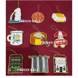 Zari broderie à la main mélange couleur arbre de noël suspendus ornements conception personnalisée tissu matériel pour la décoration de noël - Product Image 1