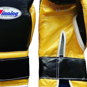 Gants de boxe professionnels en cuir noir et or, avec fermeture velcro au poignet, pour l'entraînement et le sparring, pour hommes et femmes - Product Image 3
