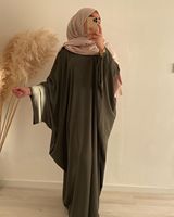 Abayas pour Femmes Manches Chauve-Souris Monopièce Robe de Prière Hijab Femme Musulmane Kimono Caftan Robe Long Khimar Vêtements Islamiques Jilbab