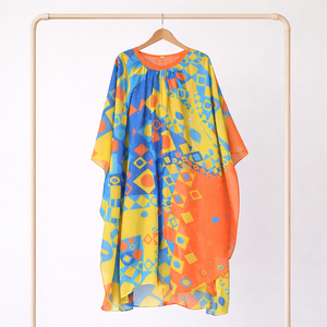 Caftán con Estampado Geométrico, Elegante, de Media Manga, para Playa, con Abertura Frontal Completa, de Secado Rápido, Similar a un Bikini, para Adultos - Product Image 1