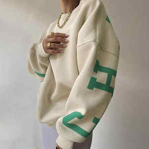 Manufacturer-Custom Printed Oversize Cotton Fleece Womens Streetwear Breathable <b>Crewneck</b> Pullover Hoodie <b>Sweater</b> for Winter - Product Image 3