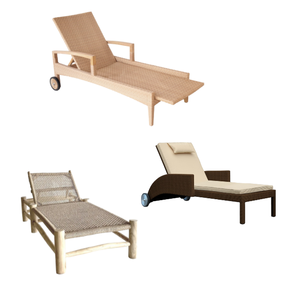 Chaise de plage moderne Mobilier d'extérieur de loisir Lit de soleil en bois Piscine en rotin Plage Chaise longue en bois Fabrication directe d'Indonésie - Product Image 5