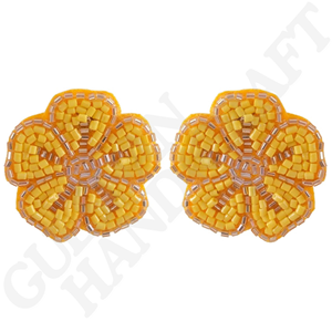 Tissé à la main écologique Vintage fleur broderie boucles d'oreilles goutte inspiré de la Nature bijoux personnalisés pour les fêtes de mode - Product Image 2