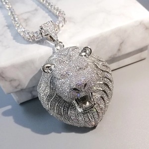 Colgantes de León de Plata de Ley con Moissanita VVS GRA y Esmalte, Estilo Hiphop, para Hombre y Unisex, Joyería Fina al por Mayor de Fábrica, para Boda - Product Image 3