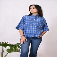 Chemise en coton faite main par un designer pour femme, chemisier à carreaux, coupe ample, coupe classique, écologique, décontractée, tenue formelle