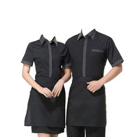 Uniforme de personnel d'hôtel de haute qualité en mélange polyester/coton avec poches avant, tailles et couleurs personnalisées, unisexe, logo personnalisé