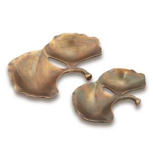 Plateau de service divisé en forme de feuille en aluminium de vente chaude plateau en métal artistique à double section pour les collations et les apéritifs - Product Image 3