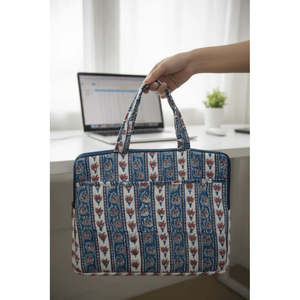 Bolsa de Mano para Portátil de Algodón con Estampado Floral Grande, 16x12 Pulgadas, Cierre de Cremallera Seguro, Elegante Tela de Nailon PU, Una Bolsa Exterior - Product Image 1