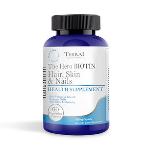 Capsules de biotine (vitamine B7) de marque privée pour la croissance des cheveux et l'enrichissement de la peau, enrichies en kératine + multivitamines + acides aminés pour hommes et femmes - Product Image 1