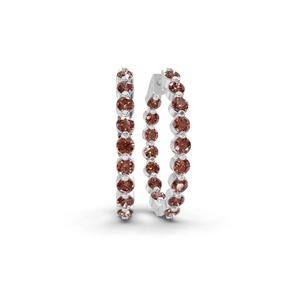 Boucles d'oreilles créoles en or massif 14 carats avec diamants de laboratoire ronds couleur chocolat, 1 carat total, pureté VS, 34 diamants, teinte Chocolat Chaud Confort - Product Image 3