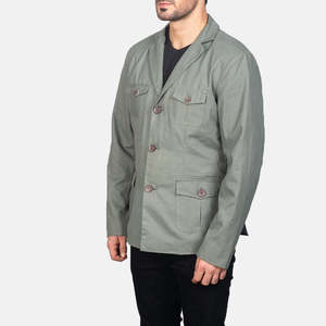 Veste Safari Vintage pour Homme GLOBAL LEATHER Coupe-Vent Respirante à Col Cranté avec Quatre Poches Doublure Polyester Automne - Product Image 2