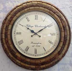 Adiba Handmade Glass Wall <b>Clock</b> with Sugarcane Wood Mosaic Modern Industrial Home Decor Factory Sale Bulk Supply - Product Image 2