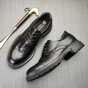 Chaussures Oxford en cuir de vachette pleine fleur avec talon amorti et design antidérapant, chaussures habillées pour hommes, chaussures en cuir - Product Image 2