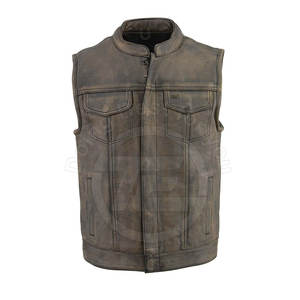 Chaleco informal de Cuero 100% con cuello en V para hombre, decoración de botones, ropa transpirable de buena calidad para verano a prueba de viento - Product Image 4