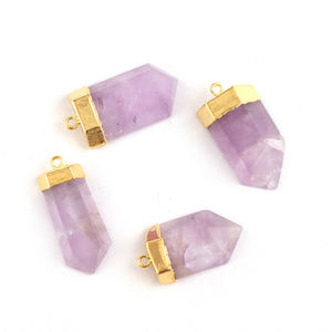 Haute qualité naturel améthyste or galvanisé simple Bail pendentif connecteur collier à faire soi-même bijoux de mode pendentifs en gros - Product Image 2