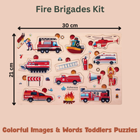 Puzzle de cheville de brigades de pompiers en MDF interactif jouet de bricolage amusant pour les enfants et les tout-petits jeu d'apprentissage éducatif