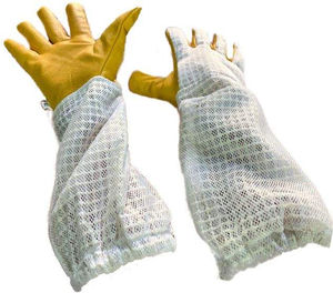 Top Qualité Jaune Grain De Chèvre En Cuir Longue Fermeture Élastique Toile Manchette Apiculture Gants Étanche Sting Proof Gants Custo - Product Image 2