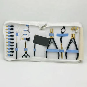 Ensemble d'outils pour extensions de cheveux en acier inoxydable bleu foncé, kit d'application professionnel de micro-liens comprenant des pinces, des ciseaux et un crochet de traction - Product Image 6