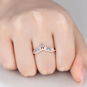 แหวนเพชรสีทอง14kt ออกแบบให้เป็นของขวัญที่ดีที่สุดสำหรับเธอแหวนหมั้นแหวนพลอยบุษราคัมสีฟ้า - Product Image 5