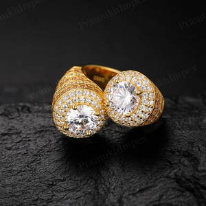 Double Halo Diamond <b>Ring</b> S925 Sterling Silver Two Tone <b>Iced</b> Out Luxury Hip Hop <b>Ring</b> for Unisex Elegant Moissanite <b>Ring</b> Jewellery - Product Image 4
