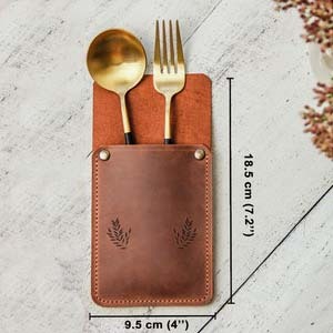 Durable Leather <b>Knife</b> Fork <b>Holder</b> Elegant Table Organizer for Dining Table Setup LYR-0050C - Product Image 6