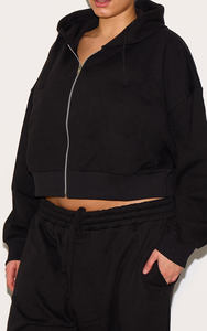 Sweat à capuche et pantalon de survêtement de qualité supérieure pour femmes OEM 2 pièces noires personnalisées de haute qualité Ensemble de survêtement 2 pièces pour femmes - Product Image 4