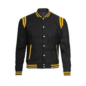 Custom Design Leather Sleeve Letterman Jacket Solid Color Streetwear Men Leather Sleeve Winter Jacket - Product Image 1