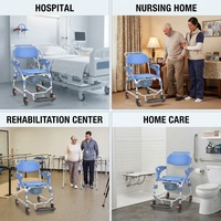 Chaise de toilette et de transfert portable avec repose-pieds, multifonctionnelle, avec roulettes pour personnes âgées