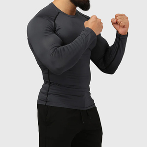 Fabricant pakistanais dernière conception chemises de compression Spandex Polyester hommes chemises de compression matériau solide - Product Image 4